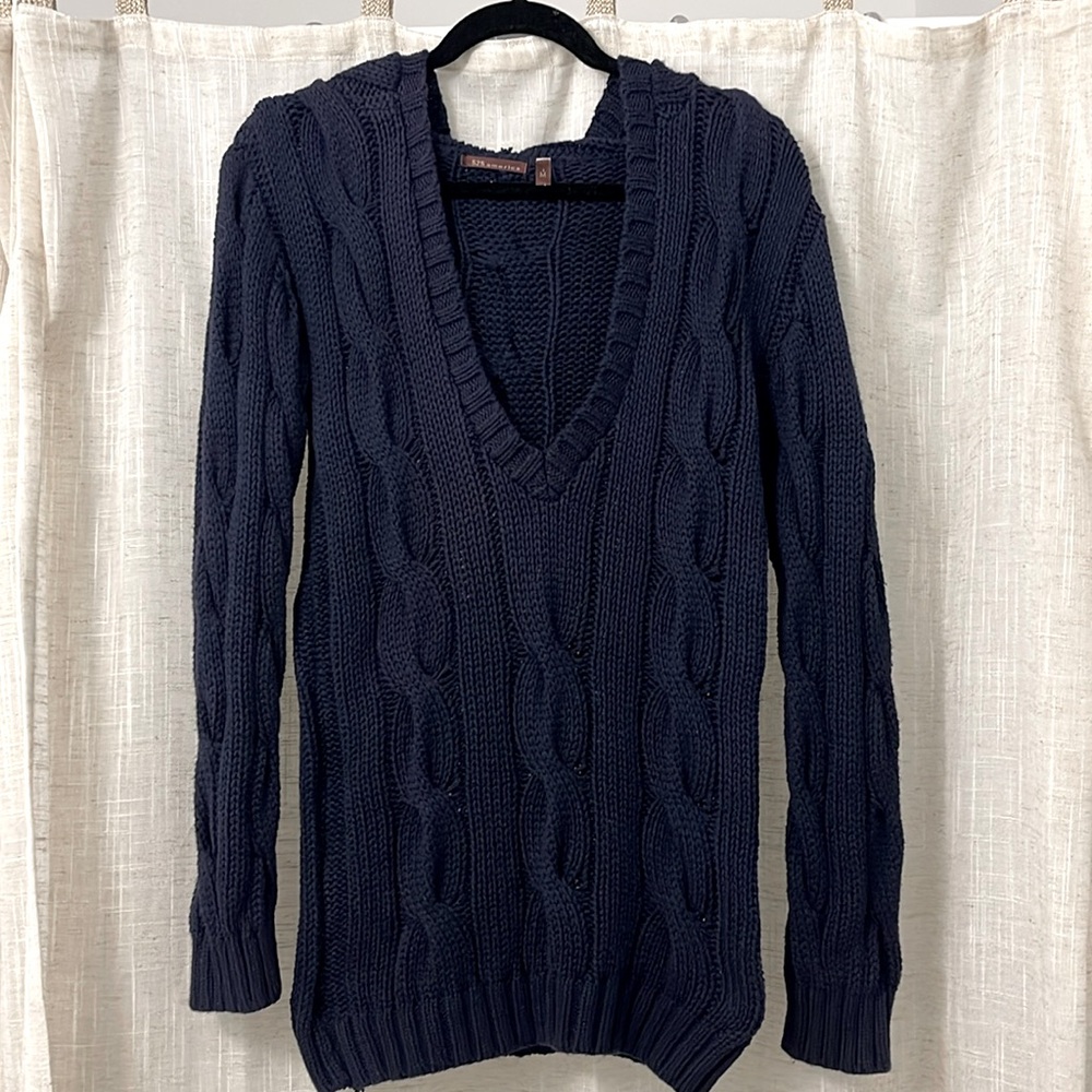 525 America Hooded Sweater 100% Cotton Navy Size M EUC